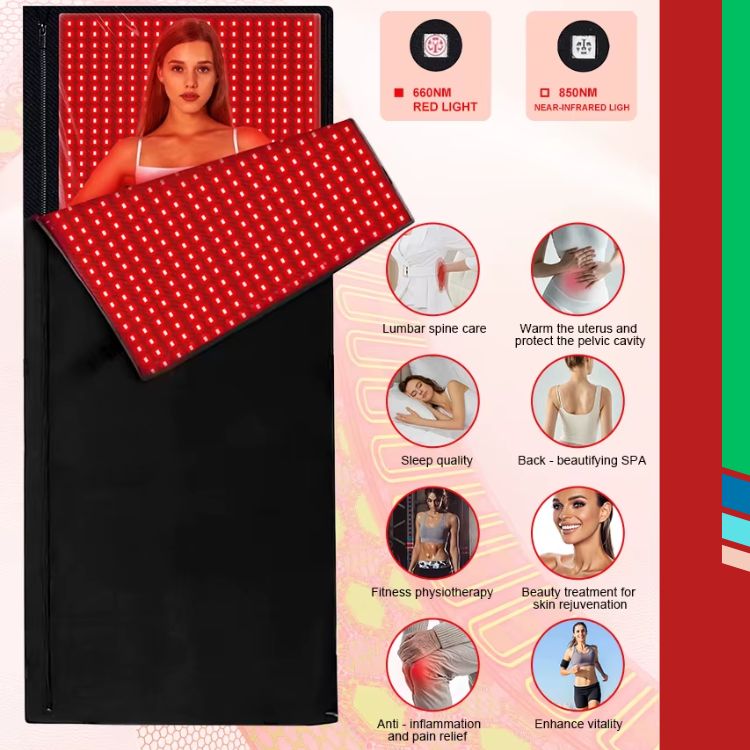 Red Infrared Light Therapy Sleeping Bag Full Body Blanket for Whole Body, 5050SMD LED 660nm Red Light Therapy Mat Sleep Bag 850nm Near Infrared Light Therapy Devices for Pain Relief and Better Sleep size 160x60 CM